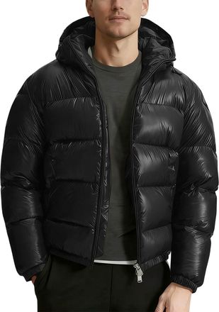 Generic Shiny Down Jacket, Mens Warm Winter Jacket, Lightweight Quilted Jackets with Hood, Outdoor Puffer Jackets, Hooded Full Zip Warm Long Sleeve Winter Coa