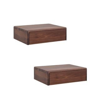 Woodek Set de 2 mesitas de noche con caj&oacute;n, de nogal macizo y acabado mate