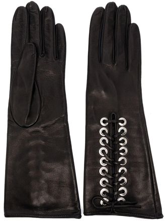 Manokhi Leren handschoenen - Zwart