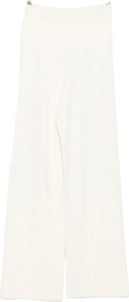 Fabiana Filippi Off-White Geribbelde Hoge Taille Broek - Dames - Wijde Broeken - Wit - S - Broeken