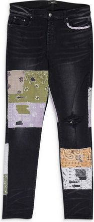 Amiri Black Bandana Art Patch Skiny Jeans