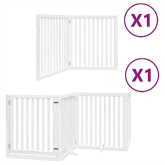 vidaXL Puerta De Perros Plegable 6 Paneles Madera &Aacute;lamo Blanca 480 Cm Vidaxl