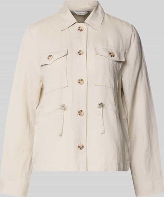 Tom Tailor Kurzblazer mit Tailleng&uuml;rtel aus Leinen-Mix in Sand, Gr&ouml;&szlig;e 34