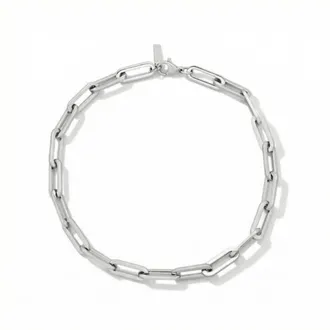 Pompeii3 Yasmine 6mm Paperclip Anklet Silver Plated 10 Length