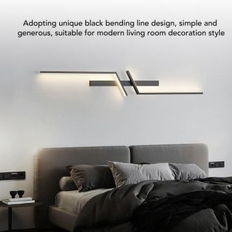 OEM Aplique De Pared Led Con 3 Temperaturas De Color - Negro - 100 Cm - L&aacute;mpara De Pared Minimalista Para Sal&oacute;n Y Dormitorio