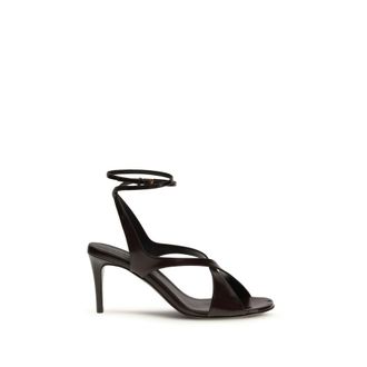 Khaite Black Calf Leather Bos Taurus Strap-On Womens Sandals