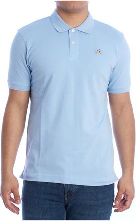 La Martina Tops, Heren, Blauw, S, Short Sleeve Polo Shirt