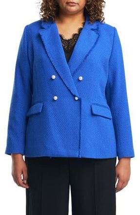 Estelle Courtney Boucl&eacute; Tweed Blazer in Blue at Nordstrom Rack, Size 22W