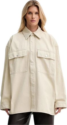 Nanushka Mariann Oversized Denim Shirt - Dames - Zomerjassen - Beige - XS - Denim - Jassen