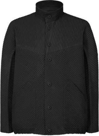 Issey Miyake Casual Shirts, male, Black, Size: XL Pleated Jacket