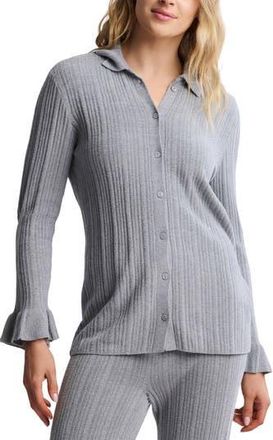 Barefoot Dreams CozyChic Ultra Lite Rib Pajama Top in Moonbeam at Nordstrom Rack, Size X-Small