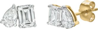 LuvMyJewelry Valessa 14K Gold Lab Grown Diamond Toi Et Moi Earrings - 1.5 Ct