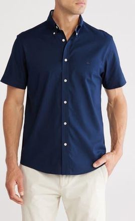 Brooks Brothers Non-Iron Regular Fit Oxford Stretch Short Sleeve Shirt in Navy Blazer at Nordstrom Rack, Size Xx-Large