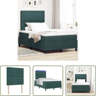 vidaXL Letto con testiera LED - Letto a Sorgente LED Verde Scuro 120 x 190 cm Velluto