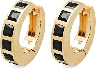 Tom Wood Onyx Hoop Earrings - Womens - Onyx/9kt Gold Plated Sterling Silver