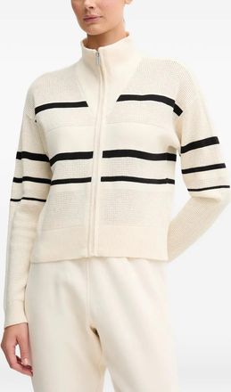 DKNY striped-pattern zip cardigan - Toni neutri