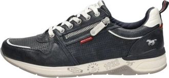 Mustang Sneakers Laag - Heren - Sneakers - Blauw - 42 EU - Leer - Schoenen