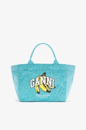 Ganni Blue Medium Tote Bag in