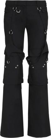 Off-white Buckle-Detail Cargo Broek - Dames - Wijde Broeken - Zwart - S - Wol - Broeken