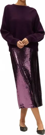 Elodie Mari Sequin Midi Skirt In Eggplant