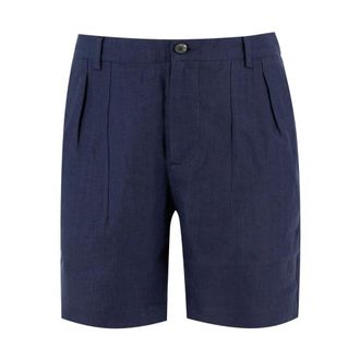 Sease Casual Shorts, male, Blue, Size: XL Herringbone Linen Bermuda Shorts