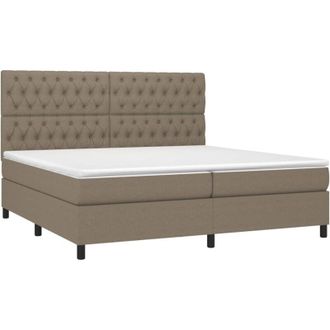 vidaXL Vidaxl - Cama Box Spring Con Colch&oacute;n Tela Gris Taupe 200x200 Cm