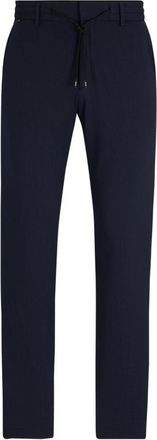 HUGO BOSS Slim-fit broek van stretch seersucker - Heren - Slim Fit Broeken - Blauw - S - Polyester - Broeken