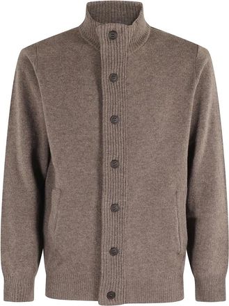 Barbour Cardigan Fullzip Lana - Heren - Truien - Bruin - Maat: XL Wol