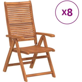 vidaXL Sillas Jard&iacute;n Reclinables 8uds Madera Maciza Acacia 56x72x107cm Vidaxl