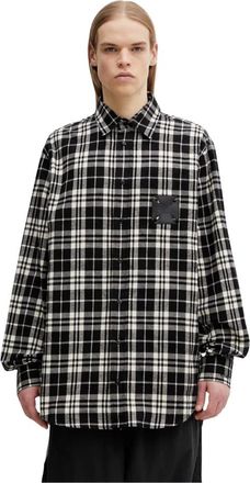 VETEMENTS Overhemden, Heren, Veelkleurig, L, Katoen, Leren Kruis Flanellen Shirt