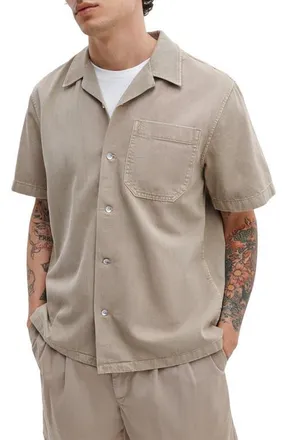 Rag & Bone Resort Short Sleeve Denim Button-Up Shirt in Tan at Nordstrom, Size Xx-Large