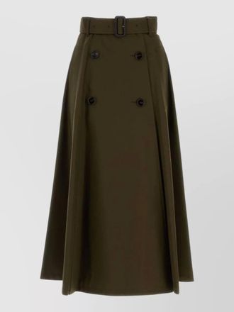 Burberry cotton midi skirt high waist belt