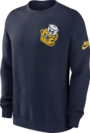 Nike Michigan Legacy Nike Mens College Pullover Crew in Blue | NKPV41SMWV-612