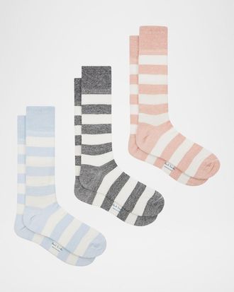 Paul Smith Mens Barry Stripe 3-Pack Crew Socks