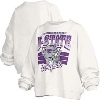 Pressbox Womens Pressbox White Kansas State Wildcats Oversized Janice Retro Waist-Length Pullover Sweatshirt at Nordstrom, Size Xx-Large
