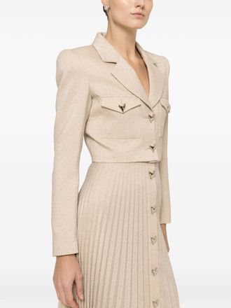 Nissa rhinestone-embellished cropped blazer - Beige