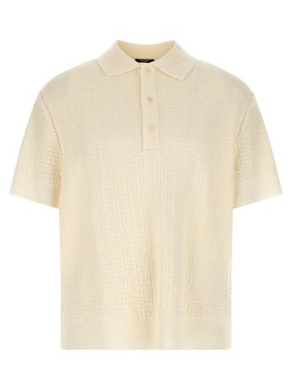 Balmain White Wool Polo Mens Shirt