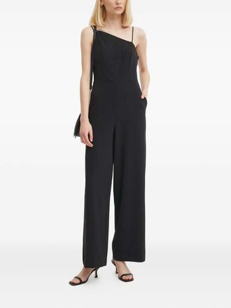 Sisley asymmetric-neck jumpsuit - women - Elastane/Polyester - 44 - Black