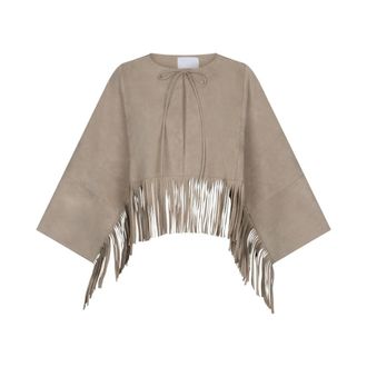 Dante6 Spencer Poncho - Dames - Jassen - Beige - Maat: ONE Size Leer
