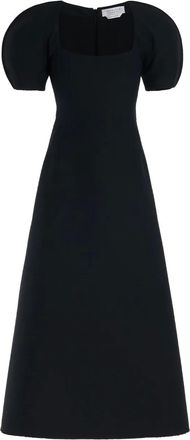 Gabriela Hearst Niahm puff-sleeve square-neck midi dress - Black