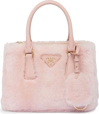 Prada Galleria shearling mini bag - women - Lamb Skin/Calf Leather - OS - Pink