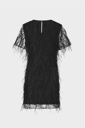 Milly Rana Feather Dress In Black