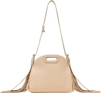 Maje Stitched leather mini Miss M bag in Cream at Nordstrom, Size Medium