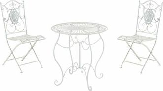 Clp Clp - Conjunto De Mesa & 2 Sillas Plegables Aldeano Blanco Antiguo