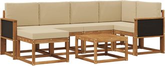 vidaXL Conjunto De Sof&aacute;s De Exterior 7 Uds. Natural Y Beige Vidaxl