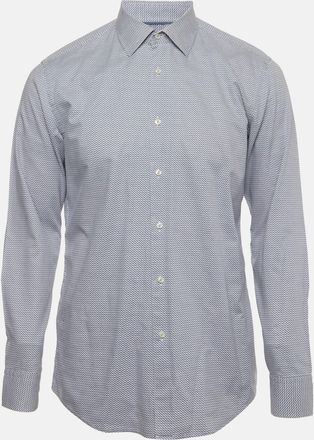 HUGO BOSS Boss By Hugo Boss Blue Geometric Print Cotton Shirt