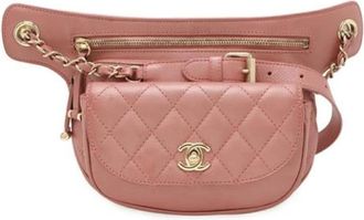 Chanel Pre-owned Leather chanel-bags - Dames - Vintage Heuptassen - Roze - ONE Size - Leer - Vintage