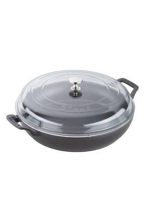 Staub 3.5 Quart Enameled Cast Iron Braiser with Glass Lid in Matte Black at Nordstrom