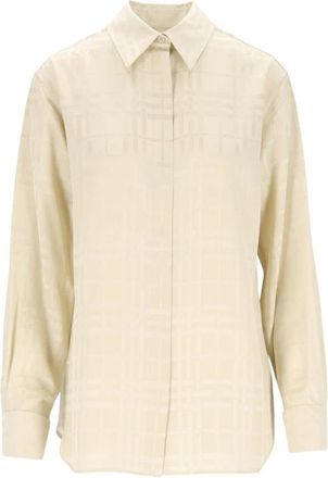 Burberry Check Katoenen Shirt - Dames - Overhemden - Beige - S - Katoen - Overhemden