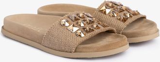 Pedro Garcia Double band crystal fussbett in black leather | Dolomita | Spring Summer 26 |